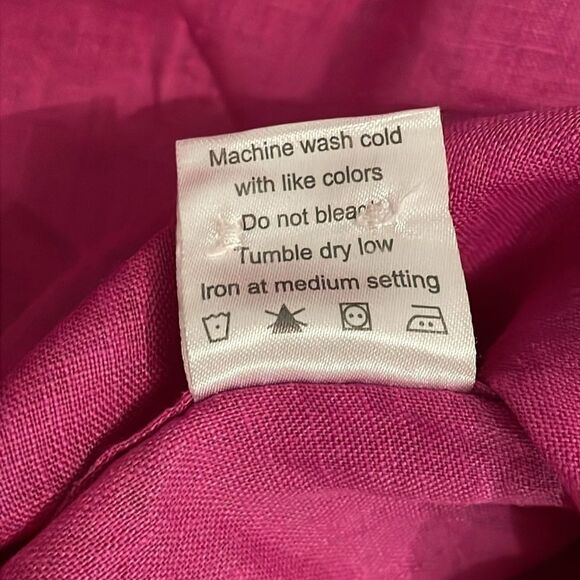 Hickey Freeman Fuschia Pink Linen Button Down Shirt Mens Size Large Casual - Picture 9 of 9